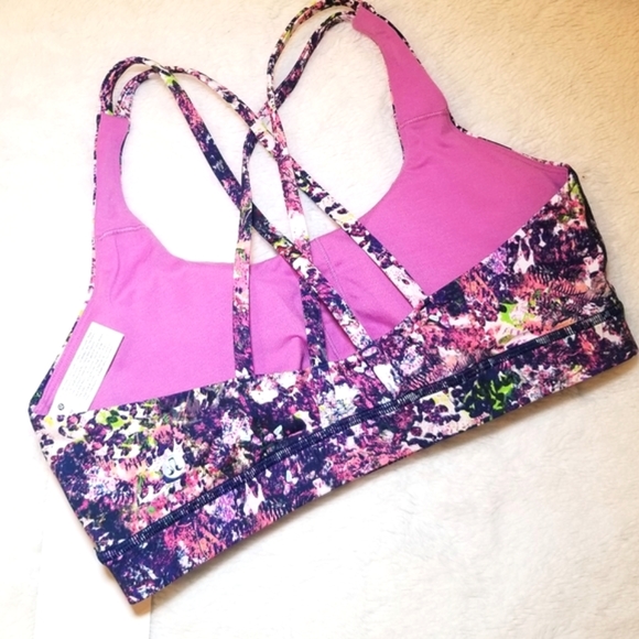 Lululemon Energy Sports Bra Seawheeze Multi Print Strappy Athleisure Yoga NWT - Picture 2 of 12
